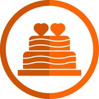 Hochzeit Kuchen Glyphe Orange Kreis Symbol vektor