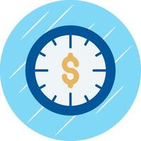 tid är pengar platt blå cirkel ikon vektor