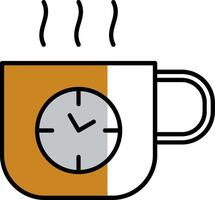 Kaffee Zeit gefüllt Hälfte Schnitt Symbol vektor