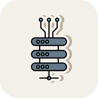 data nätverk linje fylld vit skugga ikon vektor