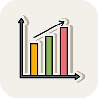 bar Diagram linje fylld vit skugga ikon vektor