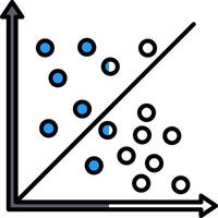 streuen Graph gefüllt Hälfte Schnitt Symbol vektor