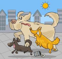 Lycklig tecknad serie löpning hundar djur- tecken vektor