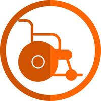 rullstol glyf orange cirkel ikon vektor