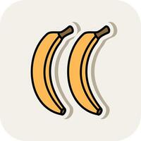 Bananen Linie gefüllt Weiß Schatten Symbol vektor