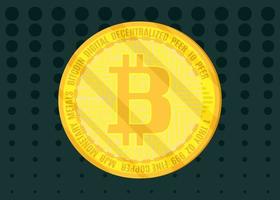 goldene glänzende Münze Bitcoin auf einem dunkelgrünen Hintergrund stock vektor