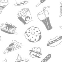 Licht auf weißem Doodle-Muster Fast Food vektor
