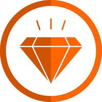 diamant glyf orange cirkel ikon vektor