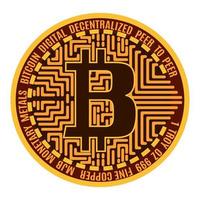 Bitcoin goldene dunkle Münze auf weißem Lagervektor vektor
