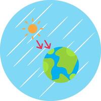sol- strålning platt blå cirkel ikon vektor