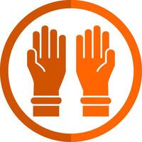 skyddande handskar glyf orange cirkel ikon vektor