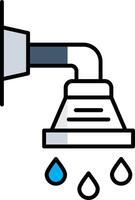 dusch fylld halv skära ikon vektor