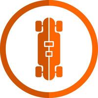 Longboard Glyphe Orange Kreis Symbol vektor