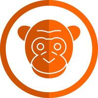 gorilla glyf orange cirkel ikon vektor