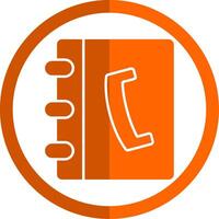 telefonbok glyf orange cirkel ikon vektor