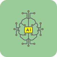 artificiell intelligens fylld gul ikon vektor