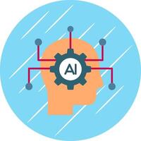 artificiell intelligens platt blå cirkel ikon vektor