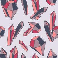 nahtloses Muster der magischen Kristalle. abstrakter Hintergrund mit Edelsteinen. handgezeichnete Vektorillustration vektor