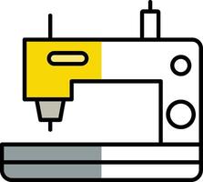 Nähen Maschine gefüllt Hälfte Schnitt Symbol vektor