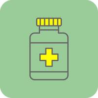 medicin flaska fylld gul ikon vektor