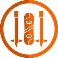 Snowboard Glyphe Orange Kreis Symbol vektor