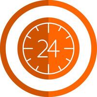 24 timmar glyf orange cirkel ikon vektor