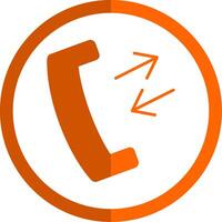 telefon mottagare glyf orange cirkel ikon vektor