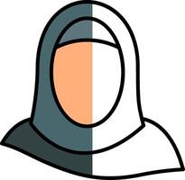 hijab fylld halv skära ikon vektor