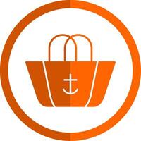 Strand Tasche Glyphe Orange Kreis Symbol vektor