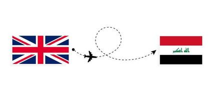 flug und reise vom vereinigten königreich von großbritannien in den irak mit dem reisekonzept für das Passagierflugzeug vektor