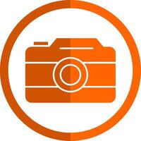 Foto kamera glyf orange cirkel ikon vektor