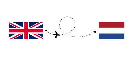 flug und reise vom vereinigten königreich von großbritannien in die niederlande mit dem reisekonzept für das Passagierflugzeug vektor