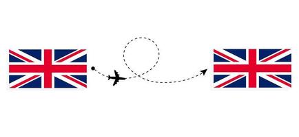 Flug und Reise von Großbritannien nach Großbritannien mit dem Reisekonzept für Passagierflugzeuge vektor