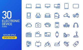 Symbol für elektronische Geräte im umrissenen Stil. geeignet für Designelement der Technologie-App, Benutzeroberfläche und modernes digitales Produkt. vektor