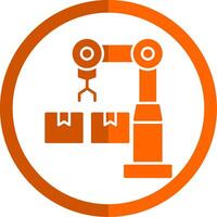 industriell Roboter Glyphe Orange Kreis Symbol vektor