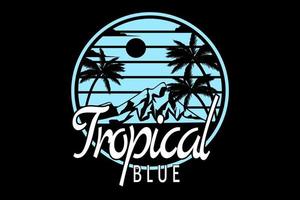 tropisk blå siluett retro design vektor