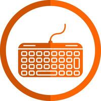 tangentbord glyf orange cirkel ikon vektor