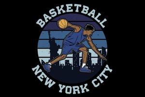 Basketball New York City Design Silhouette Vintage vektor