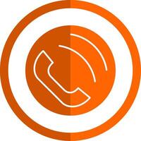 telefon ring upp glyf orange cirkel ikon vektor