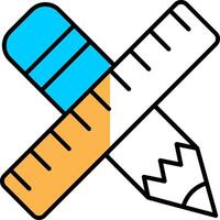 Bleistift und Lineal gefüllt Hälfte Schnitt Symbol vektor