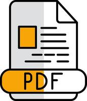 pdf gefüllt Hälfte Schnitt Symbol vektor