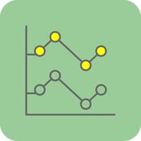 Linie Diagramm gefüllt Gelb Symbol vektor