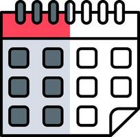 Kalender gefüllt Hälfte Schnitt Symbol vektor
