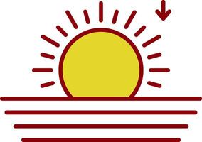 Sonnenuntergangslinie zweifarbiges Symbol vektor