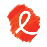akvarell texturerad röd fläck med vitt band - symbol emblem logotyp för aids hiv-medvetenhet, World Aids Day. vektor isolerad på vitt. sjukvård medicinsk, stöd, välgörenhet koncept