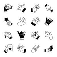 samling av hand gester glyf ikoner vektor