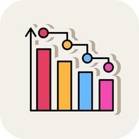 bar Diagram linje fylld vit skugga ikon vektor