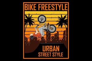 Fahrrad Freestyle Urban Street Style Design Silhouette Vintage Retro vektor