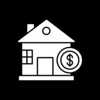 Invertiertes Symbol für Hauskredit-Glyphe vektor