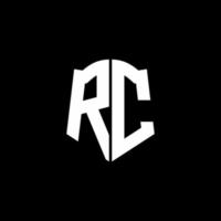 rc-Monogramm-Buchstaben-Logo-Band mit Schild-Stil auf schwarzem Hintergrund isoliert vektor